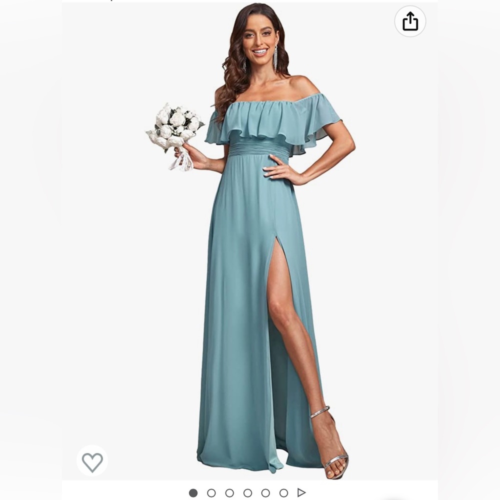 Ever-Pretty Womens Off The Shoulder Ruffle Party Dresses Side Split Beach Maxi